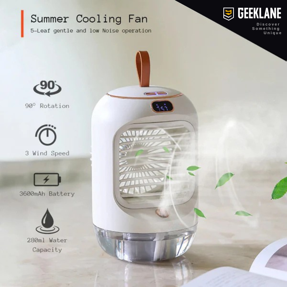 BreezeX: Humidifier Cooling Fan with 3 Wind Speeds