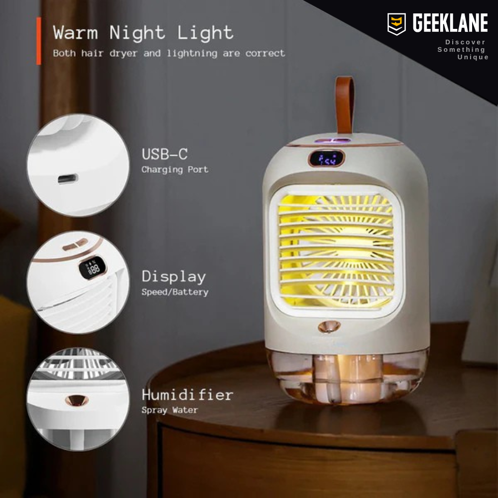 BreezeX: Humidifier Cooling Fan with 3 Wind Speeds